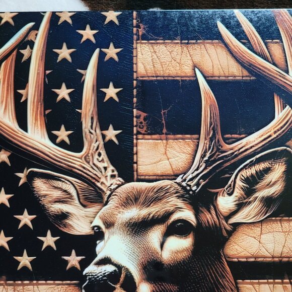 Deer Flag Brown Tin Sign Door Home Metal Wall Decor - Picture 3 of 7